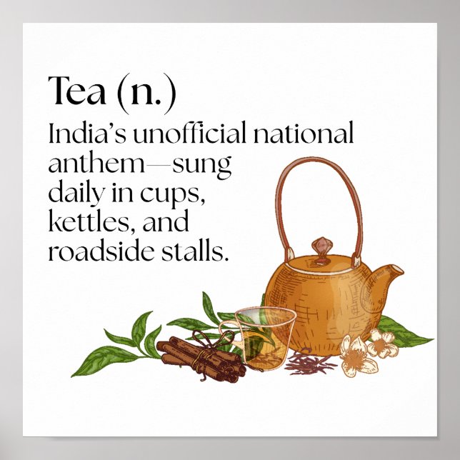 Aesthetic Modern Indian Tea Quote Wall Art  (Front)