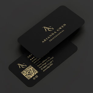 Aesthetic Monogram AG Professional Elegant Black Business Card