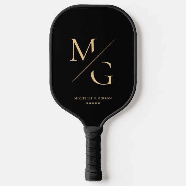 Aesthetic Monogram Professional Premium Black Pickleball Paddle (Front)