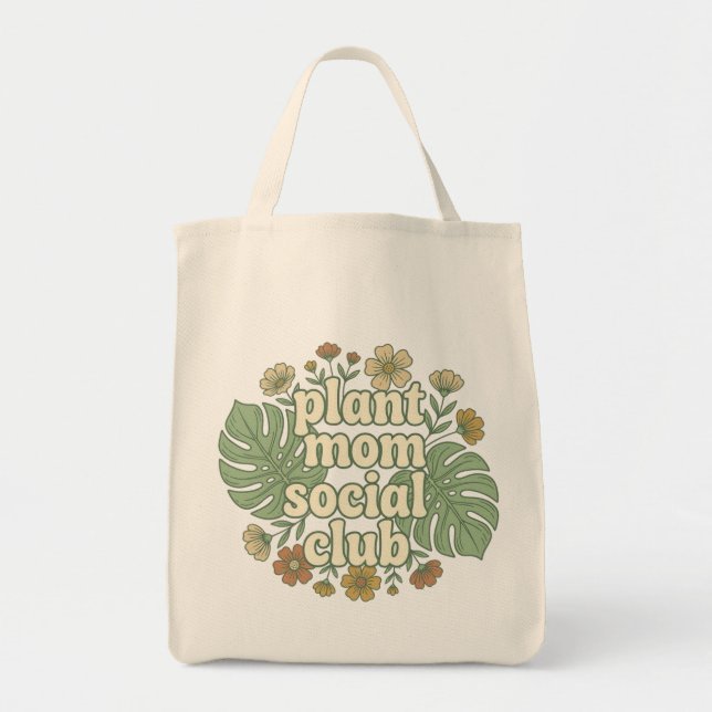 Aesthetic Monstera & Florals Tote Bag (Front)