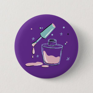 Aesthetic Mystic Pink Nail Polish Bottle 2 Inch Round Button