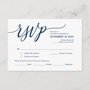 Aesthetic Navy Blue, Birthday Party RSVP, Respond Enclosure Card