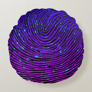 Aesthetic Neon Fingerprint Luminous Luminescent Round Pillow