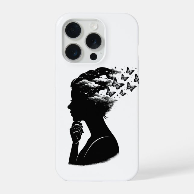 Aesthetic Night Sky Butterfly Art iPhone Case (Back)