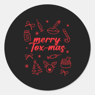 Aesthetic Nurse Injector Botox Er Xmas Merry Tox-m Classic Round Sticker