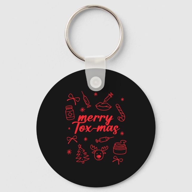 Aesthetic Nurse Injector Botox Er Xmas Merry Tox-m Keychain (Front)