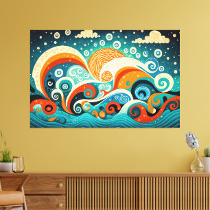 Aesthetic Ocean Waves  Canvas Print