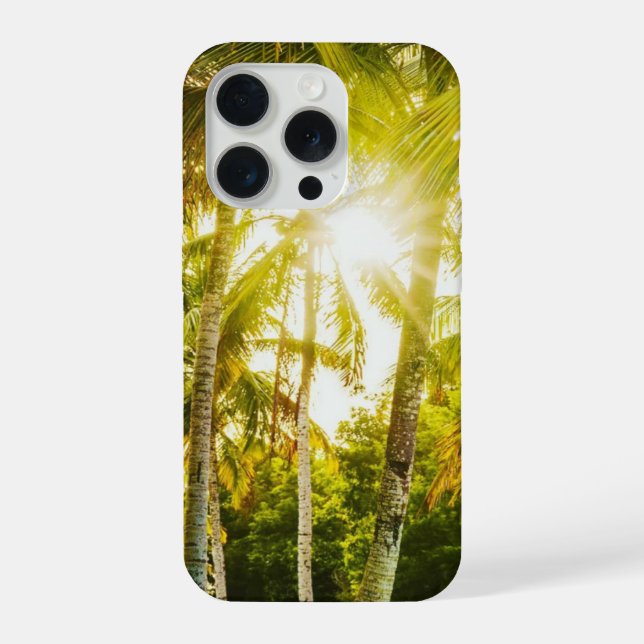 Aesthetic Palm Trees Golden Sunburst iPhone case (Back)