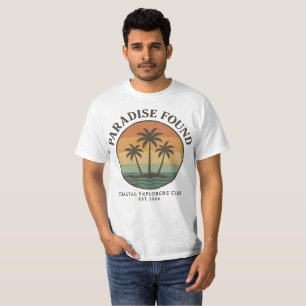 Aesthetic Paradise Found Retro Coastal Explorer T-Shirt