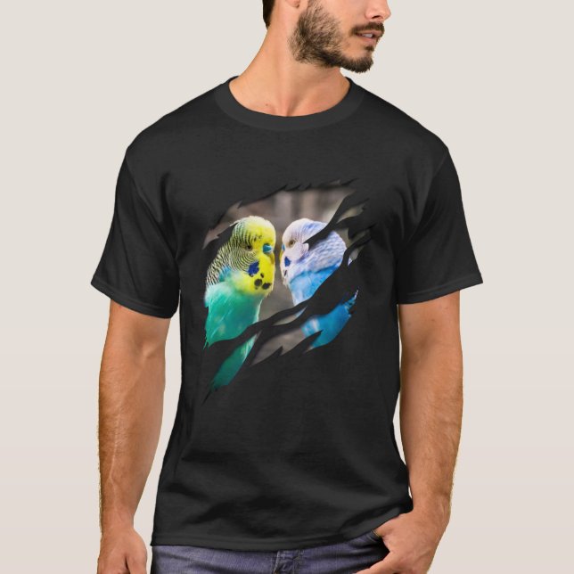 Aesthetic parrot parakeet with ribbed effect T-Shirt (Front)