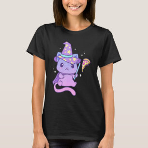 Aesthetic Pastel Goth Kitten With Pizza Cute Pizza T-Shirt