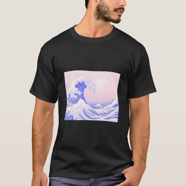 Aesthetic Pastel K Purple Great Wave Kawaii Japane T-Shirt (Front)