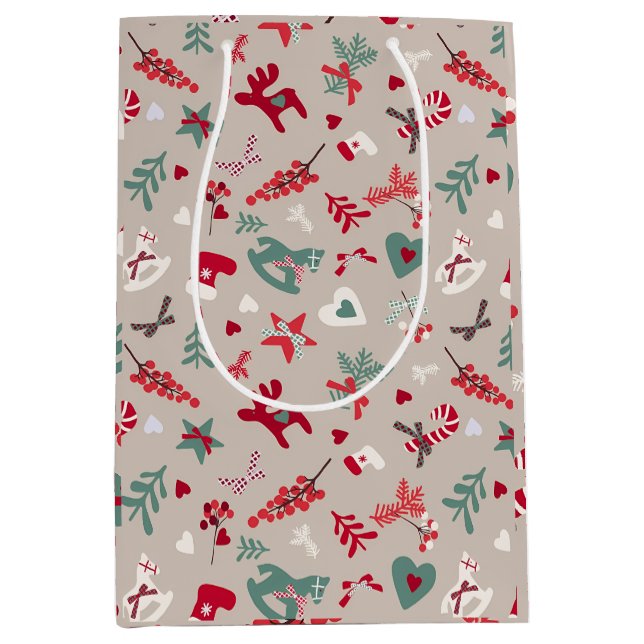 Aesthetic Pattern Christmas Candy  Medium Gift Bag (Front)