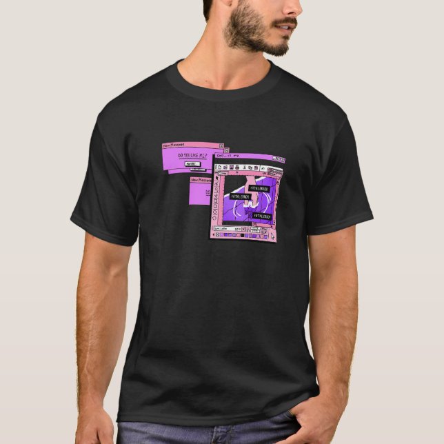 Aesthetic PC Browser Vaporwave Sad Illustration   T-Shirt (Front)