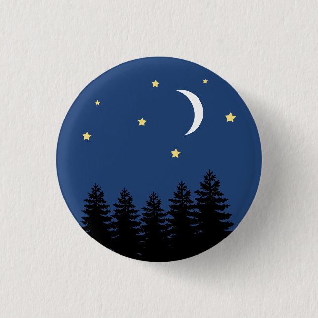 Aesthetic Peaceful Night Pines Stars Moon  1 Inch Round Button (Front)