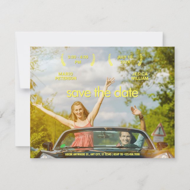 Aesthetic photo wedding poster  save the date (Front)