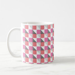 aesthetic pink and black modern Chequered pattern Coffee Mug