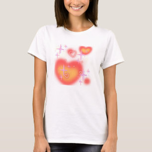 Aesthetic Pink and Orange Hearts T-Shirt