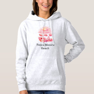 Aesthetic Pink Beach Sunset Watercolor Hoodie