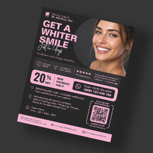 Aesthetic Pink Black Dental Care Cosmetic Dentist Flyer