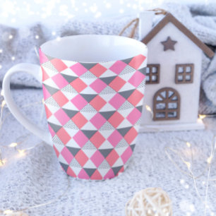 Aesthetic Pink & Black Modern Geometric Coffee Mug