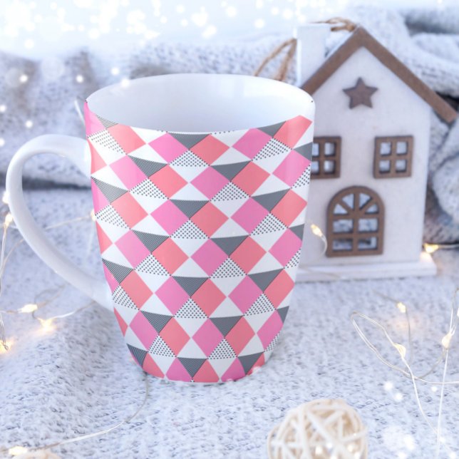 Aesthetic Pink & Black Modern Geometric  Coffee Mug (Creator Uploaded)