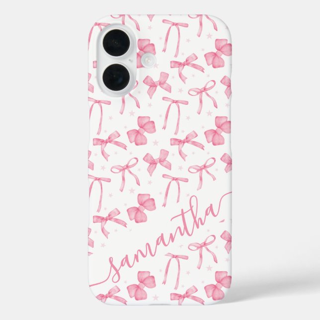 Aesthetic Pink Coquette Bow Custom Name  Case-Mate iPhone Case (Back)