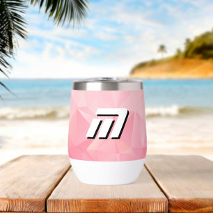 Aesthetic Pink Geometric Polygon Modern Monogram 