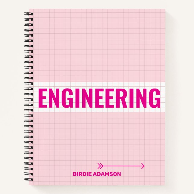 Aesthetic Pink Math & Engineering Graph Paper Notebook (Front)