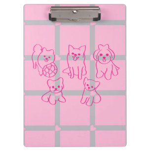 Aesthetic Pink pattern Puppy Lover Clipboard