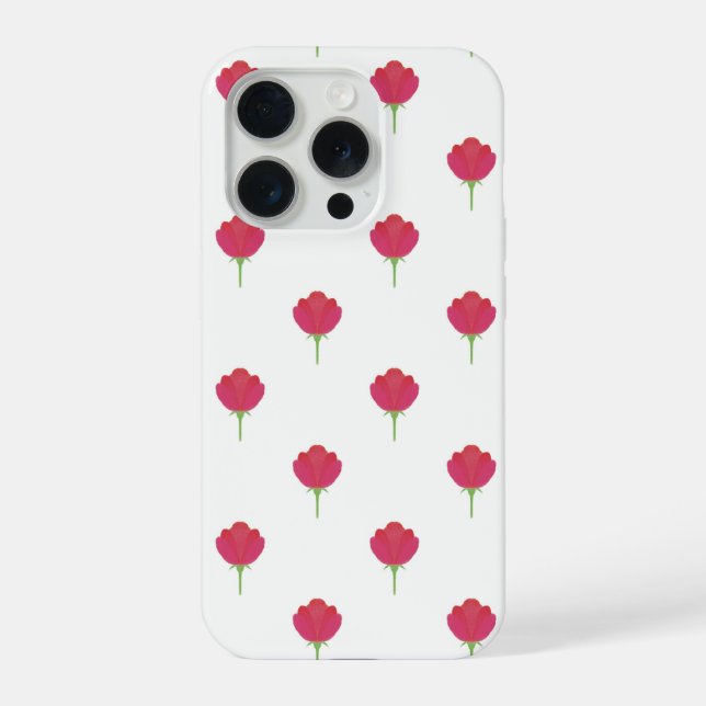 Aesthetic pink tulip flower pattern phone case (Back)