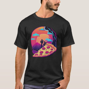 Aesthetic Pizza Party with 80s Retrowave T-Shirt