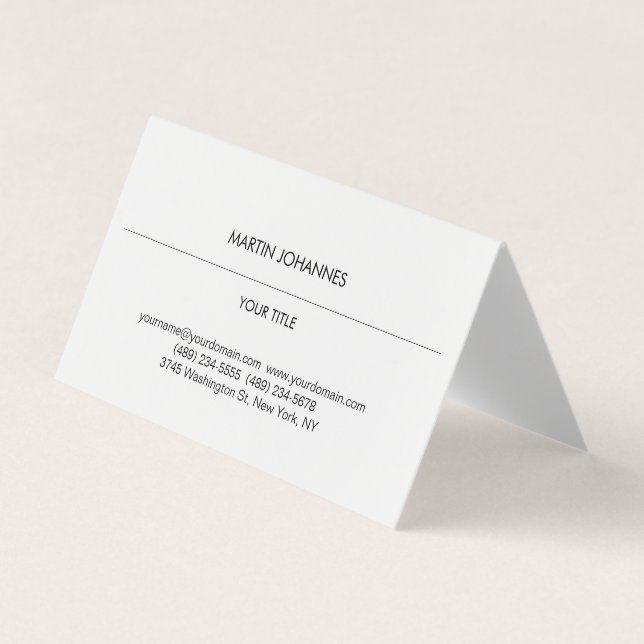Aesthetic Plain Professional White Modern Business Card (Front)