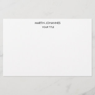 Aesthetic Plain Professional White Modern Stationery