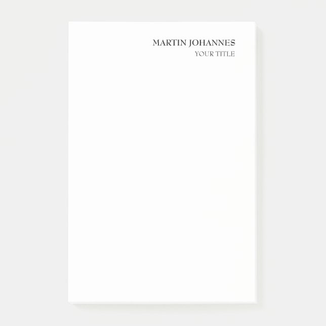 Aesthetic Professional Chic White Business Card Post-it Notes (Front)