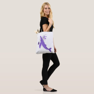 Aesthetic Purple Whale and Lilies All-Over-Print  Tote Bag
