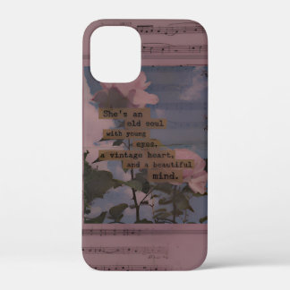Aesthetic quotes, roses, female vintage, romantic iPhone 12 mini case
