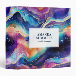Aesthetic rainbow glitter agate texture binder