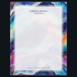 Aesthetic rainbow glitter agate texture letterhead<br><div class="desc">Aesthetic colourful rainbow glitter agate texture customizable letterhead design.</div>