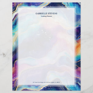 Aesthetic rainbow glitter agate texture letterhead