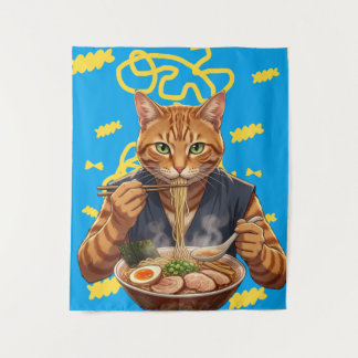 Aesthetic Ramen Cat Anime – Japanese Pop Art  Tapestry