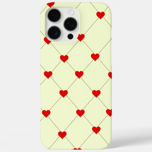 Aesthetic Red Hearts Grid Phone Case (Back)