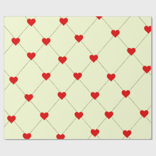Aesthetic Red Hearts Pattern Wrapping Paper