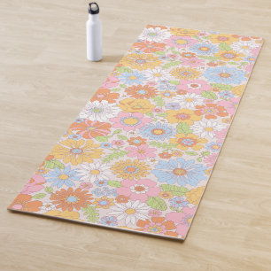 Aesthetic Retro Flowers Elegant Pattern  Yoga Mat