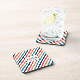 Aesthetic Retro Stripes Colourful Lines Christmas  Coaster