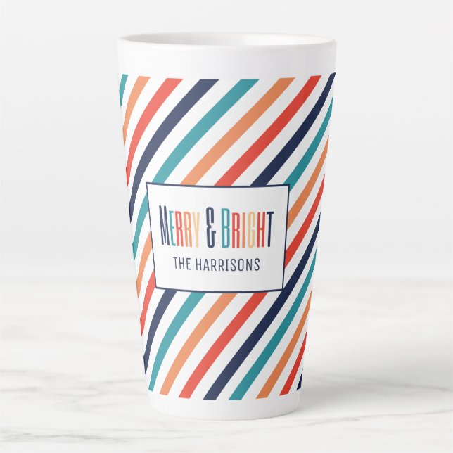 Aesthetic Retro Stripes Colourful Lines Christmas  Latte Mug (Front)