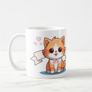 Aesthetic Ribbon Cute Orange Pink Lover Cat Coffee Mug