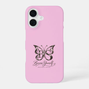 Aesthetic Rose Gold Butterfly Blush iPhone 16 Case