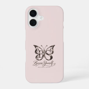 Aesthetic Rose Gold Butterfly Blush Pink iPhone ca 16 Case