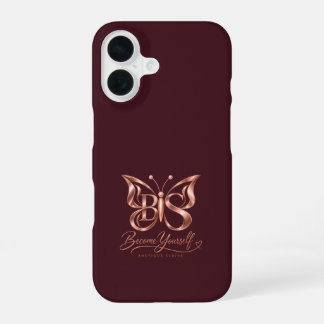 Aesthetic Rose Gold Butterfly Burgundy iPhone 16  Case